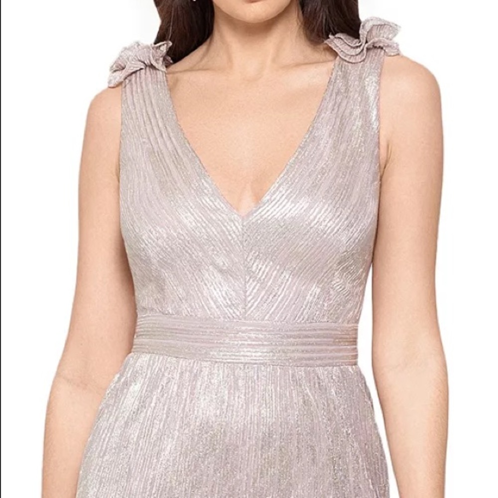 XSCAPE Metallic Ruffle Trim Dress - Picture 2 of 13